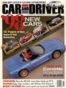 CAR & DRIVER 1997 OCT - CORVETTE ROADSTER, VIPER RT/10